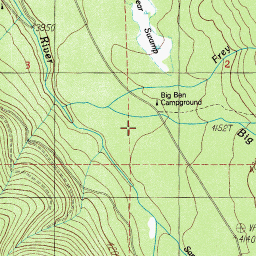 Topographic Map of Big Ben Campground (historical), OR