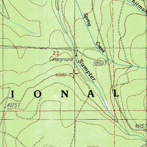Topographic Map of Sumpter Creek Camp (historical), OR