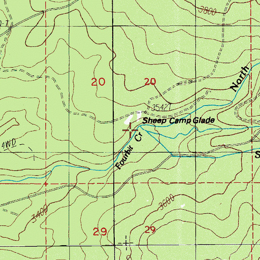 Topographic Map of Sheep Camp Glades, OR