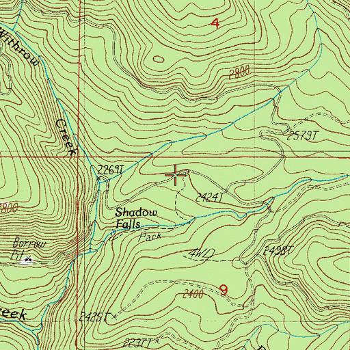 Topographic Map of Shadow Falls Campground, OR