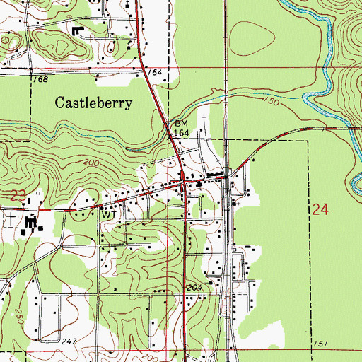 Topographic Map of Castleberry, AL