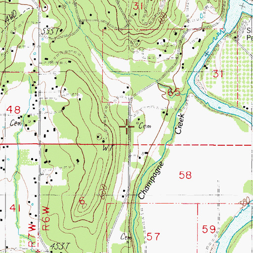 Topographic Map of Archambeaux Family Cemetery, OR