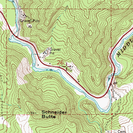 Topographic Map of Brack Cemetery, OR