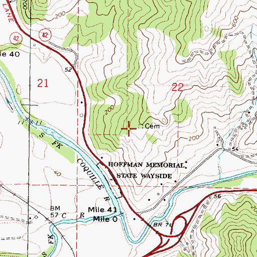 Topographic Map of Garrett Cemetery, OR