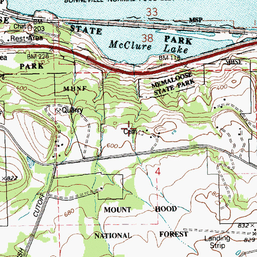 Topographic Map of McClure Cemetery, OR