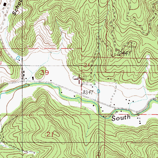 Topographic Map of Bryant Cemetery, OR