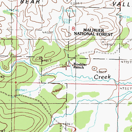 Topographic Map of Koehler Ranch, OR