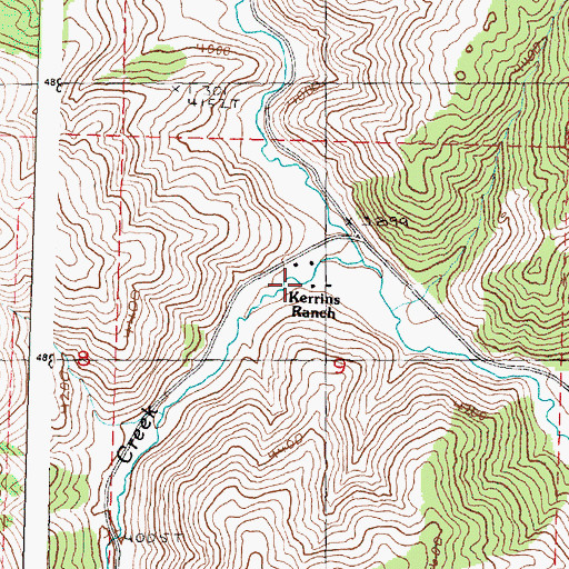 Topographic Map of Keerins Ranch, OR