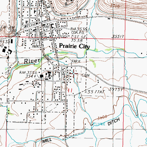 Topographic Map of Prairie City Cemetery, OR