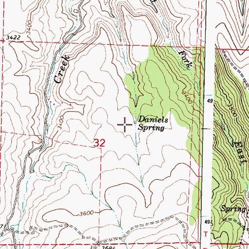Topographic Map of Daniels Spring, OR