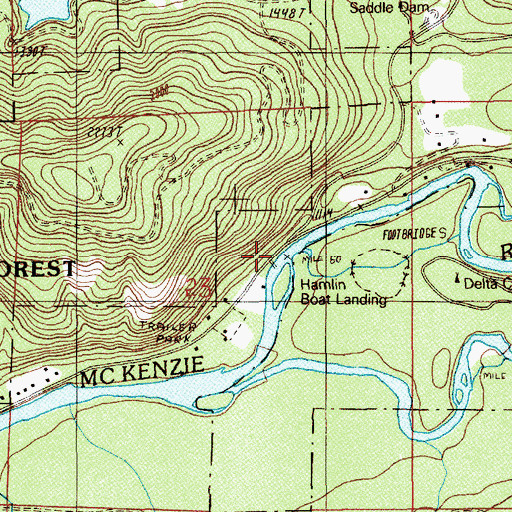 Topographic Map of Hamlin Boat Landing, OR