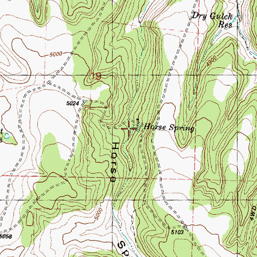 Topographic Map of Horse Spring, OR