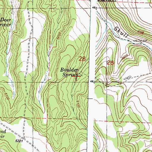 Topographic Map of Boulder Spring, OR