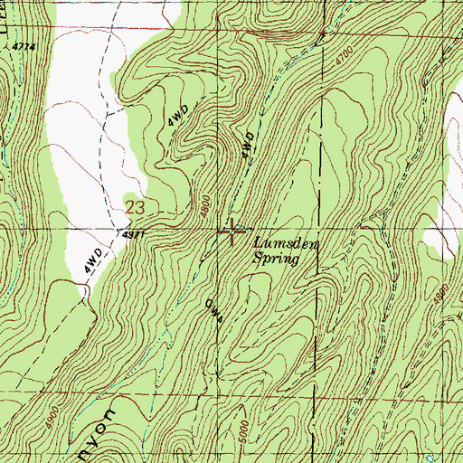 Topographic Map of Lumsden Spring, OR