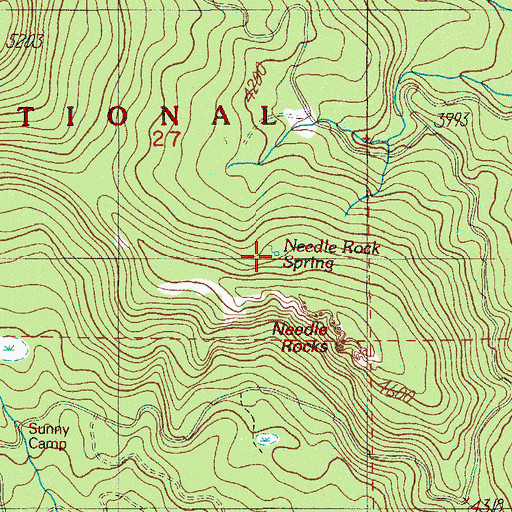 Topographic Map of Needle Rock Spring, OR