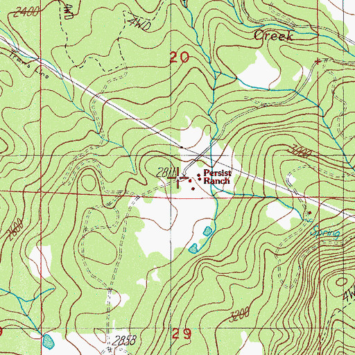 Topographic Map of Persist Ranch, OR