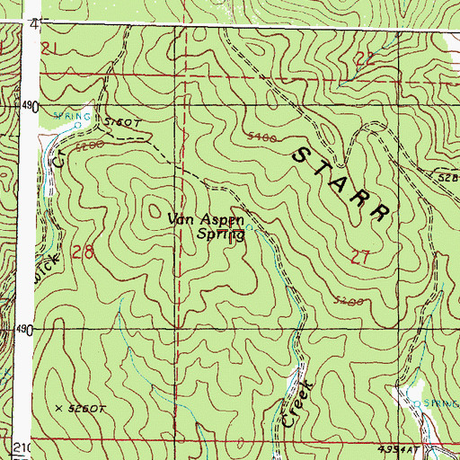 Topographic Map of Van Aspen Spring, OR