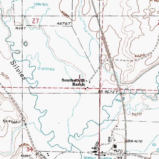 Topographic Map of Southworth Ranch, OR