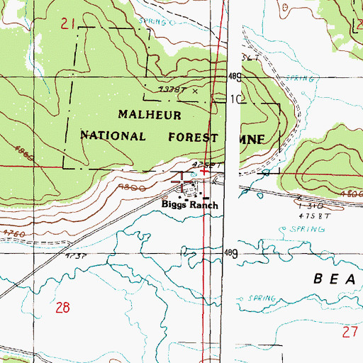 Topographic Map of Biggs Ranch, OR