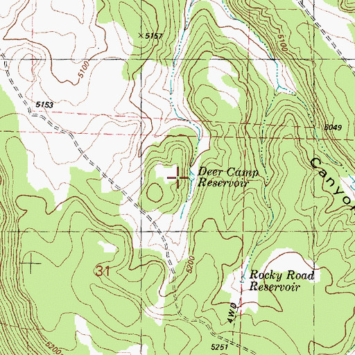 Topographic Map of Deer Camp Reservoir, OR
