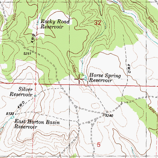Topographic Map of Horse Spring Reservoir, OR