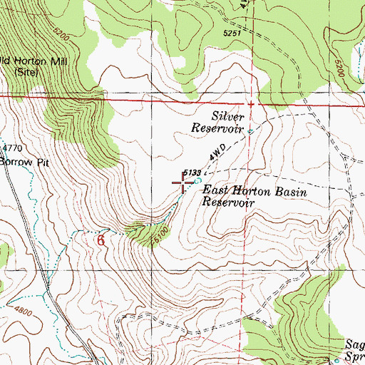 Topographic Map of East Horton Basin Reservoir, OR