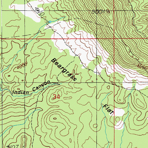 Topographic Map of Beargrass Flat, AZ