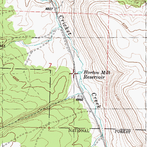 Topographic Map of Horton Mill Reservoir, OR