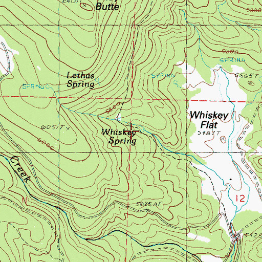 Topographic Map of Whiskey Spring, OR