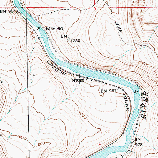 Topographic Map of Nena, OR