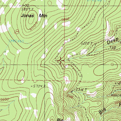 Topographic Map of Deep Spring, OR