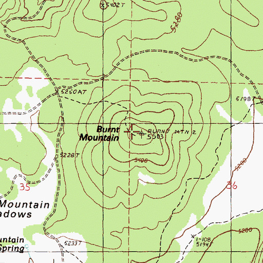 Topographic Map of Burnt Mountain, OR