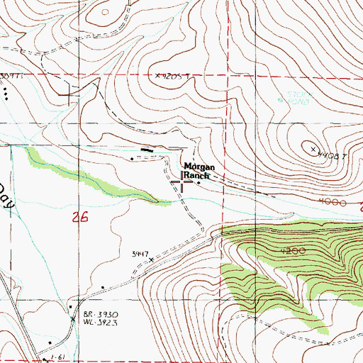 Topographic Map of Morgan Ranch, OR