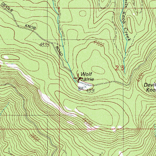 Topographic Map of Wolf Prairie, OR