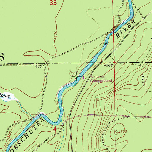 Topographic Map of Wampus Campground, OR