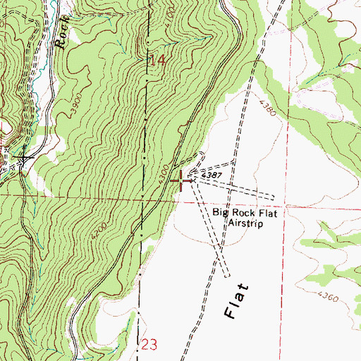 Topographic Map of Big Flat Airstrip (historical), OR