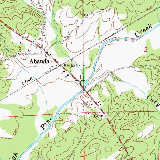 Topographic Map of Caty Creek, AL