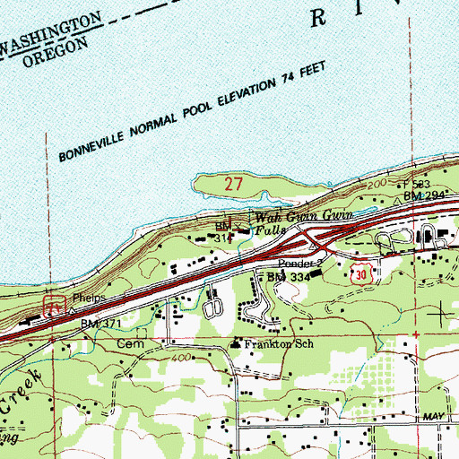 Topographic Map of Wah Gwin Gwin Falls, OR
