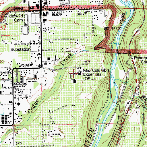 Topographic Map of Mid Columbia Agricultural Experiment Station, OR