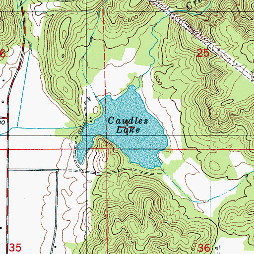 Topographic Map of Caudles Lake, AL