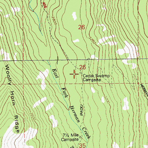 Topographic Map of Cedar Swamp Campsite (historical), OR