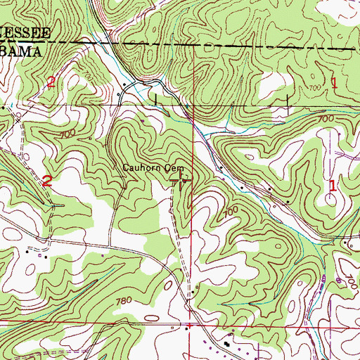 Topographic Map of Cauhorn Cemetery, AL