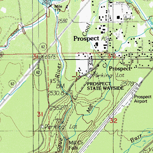 Topographic Map of Prospect State Park, OR