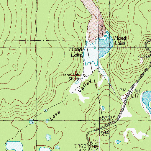 Topographic Map of Hand Lake Shelter, OR