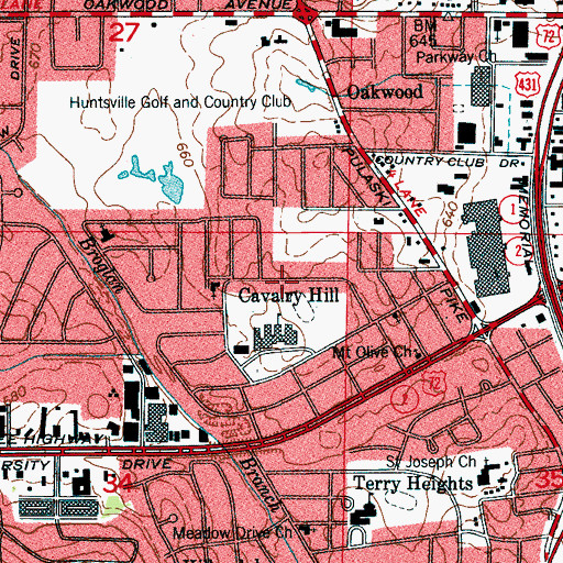 Topographic Map of Cavalry Hill, AL