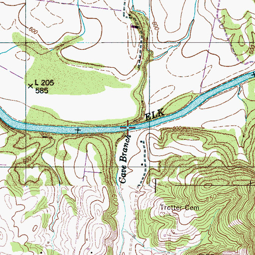 Topographic Map of Cave Branch, AL