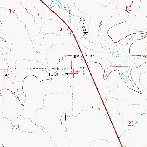 Topographic Map of Kent IOOF Cemetery, OR