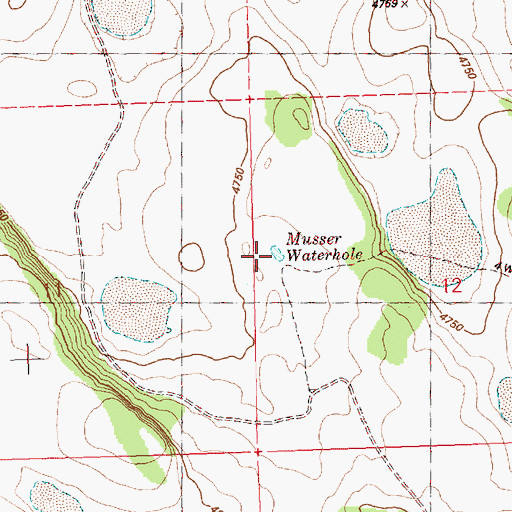 Topographic Map of Musser Waterhole, OR