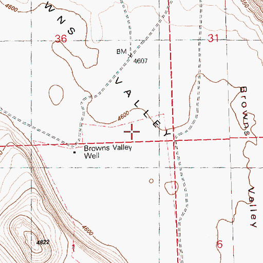 Topographic Map of Browns Valley, OR