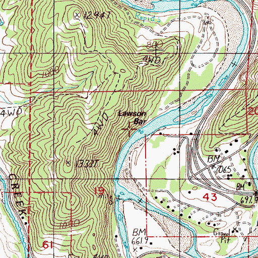 Topographic Map of Lawson Bar, OR